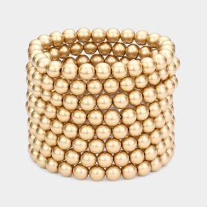 Gold Pearl 8 Piece Stacked Stretch Bracelets Statement Jewelry Accessories